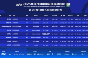 中超第28轮裁判：坦格舍夫执法泰山vs海港，马宁执法国安vs海牛